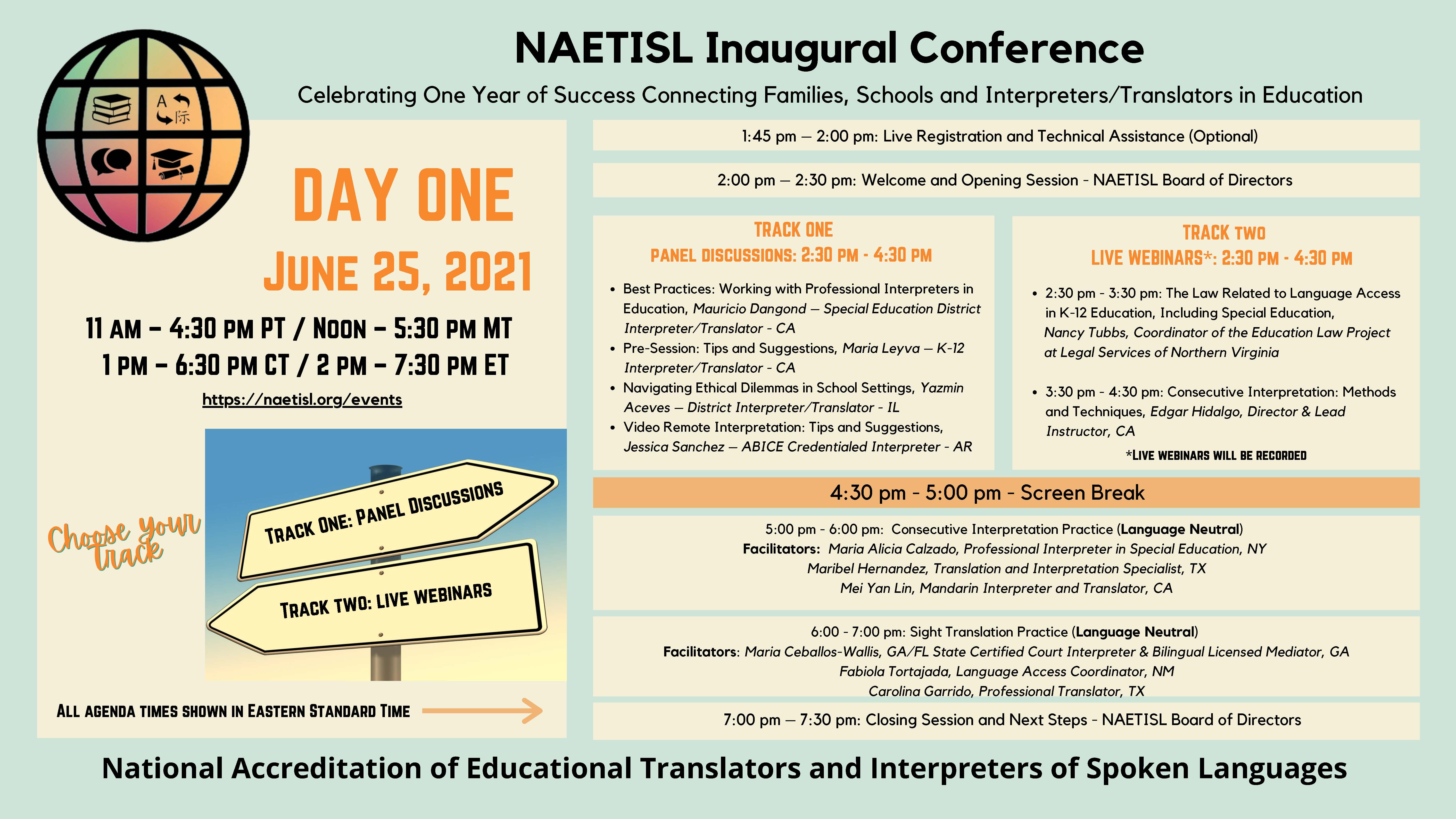 NAETISL Inaugural Virtual Conference - Agenda - Day One-jpg