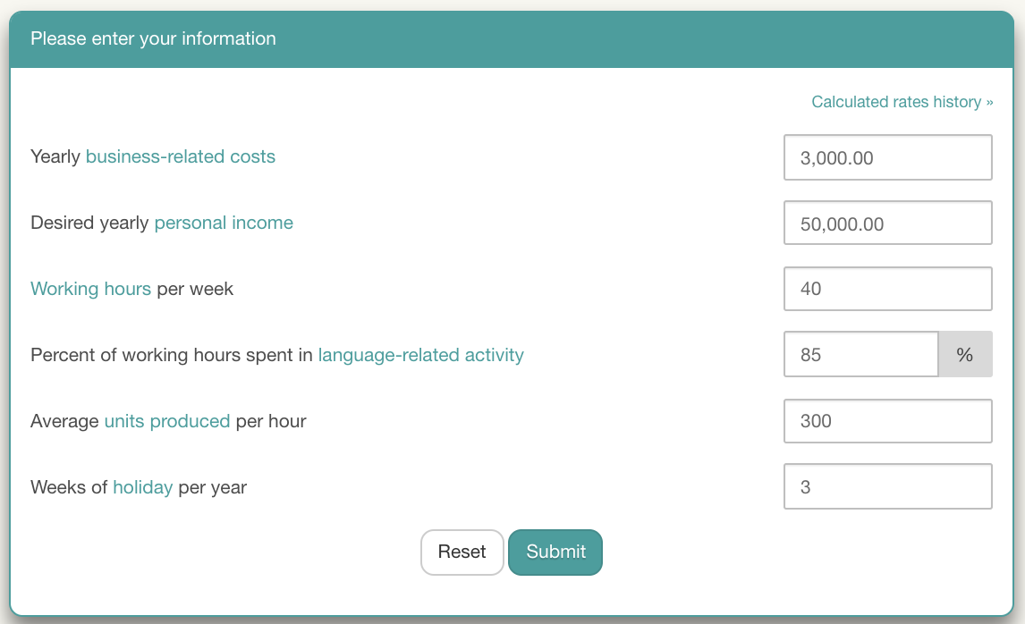 Rate calculator