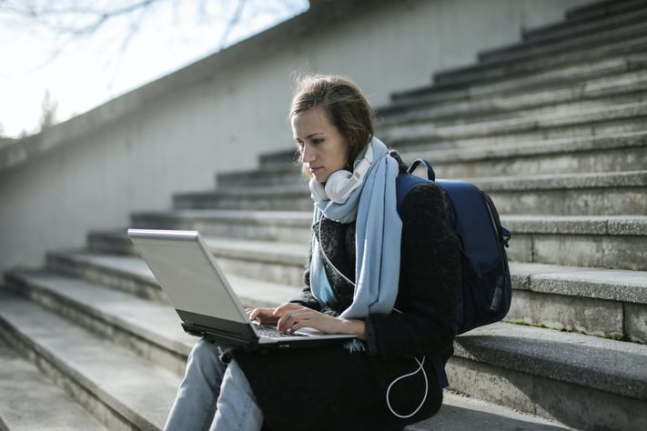 freelancer on steps