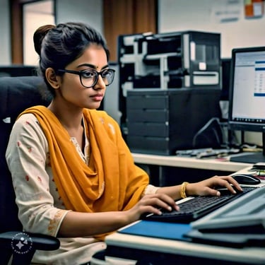 young_female_from_south_asia_in_an_office_in_front_of_a_computer_facing_toward_the_right_of_the_image_the_person_should_be_nerdy_who_is_used_to_working_with_websites